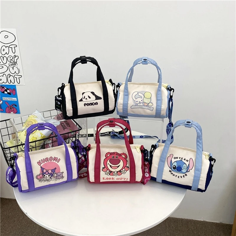 Canvas Emmer Tas Leuke Cartoon Stitch Handtas Zacht en schattig Meisje Draagbare Crossbody Draagtas Modieuze Make-up Tas Opbergtas