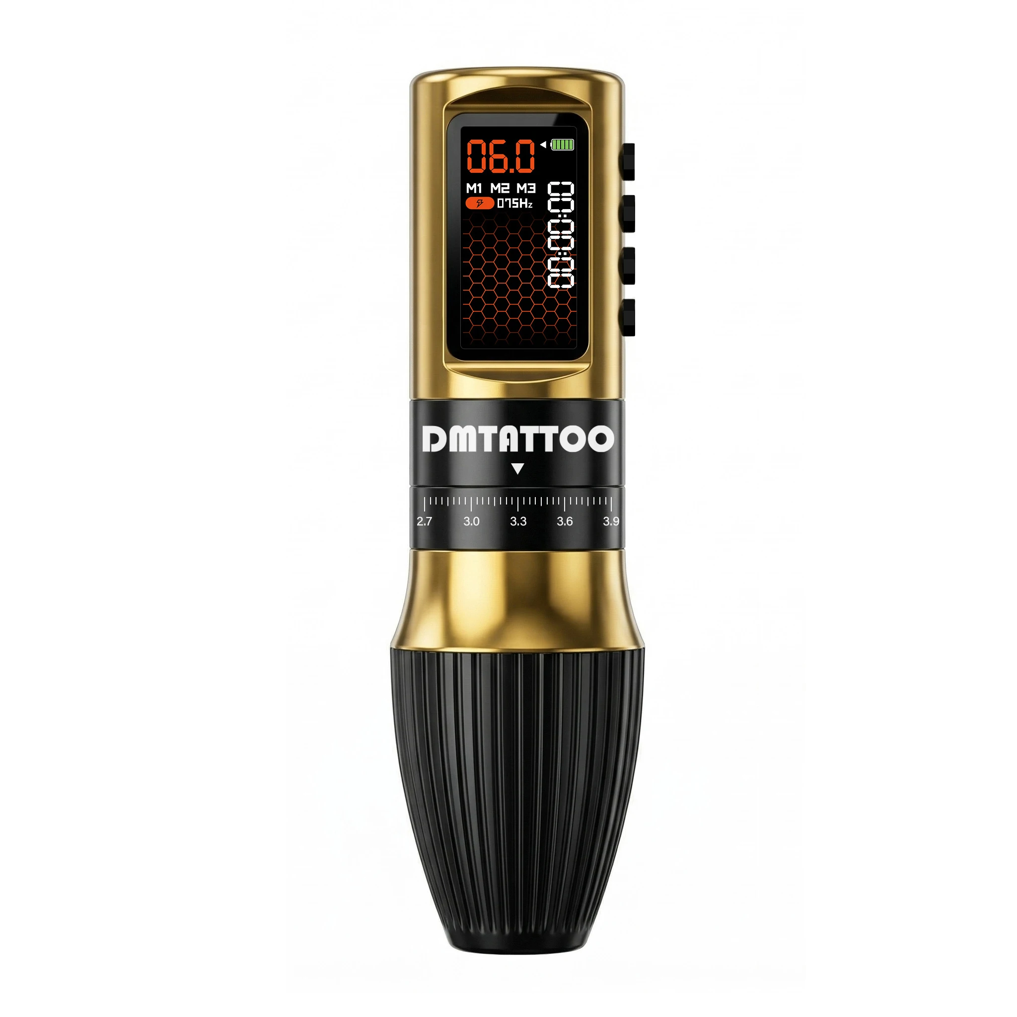 DM Buzzmaster Wireless Adjustable Stroke Tattoo Machine 1800mAh High-Capacity Battery Coreless Motor Tattoo Pen for Artist Body