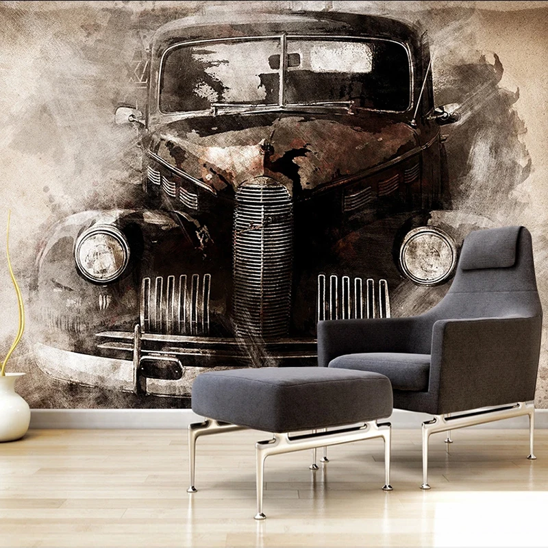 Custom 3D Wall Murals Wallpaper Retro Nostalgic Classic Car Mural Study Living Room Bedroom Backdrop Home Decor Papel De Parede