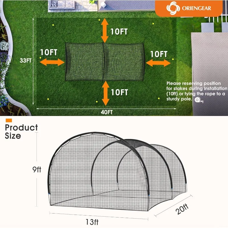 Baseball Batting Cages 20&30ft for Backyard, Baseball Training Equipment Netting, Golf Softball Baseball Nets for Batting