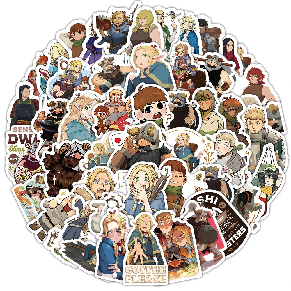 

10/30/50pcs Cartoon Delicious in Dungeon Stickers Funny Anime Graffiti Sticker DIY Skateboard Diary Phone Manga Kids Decals Toy