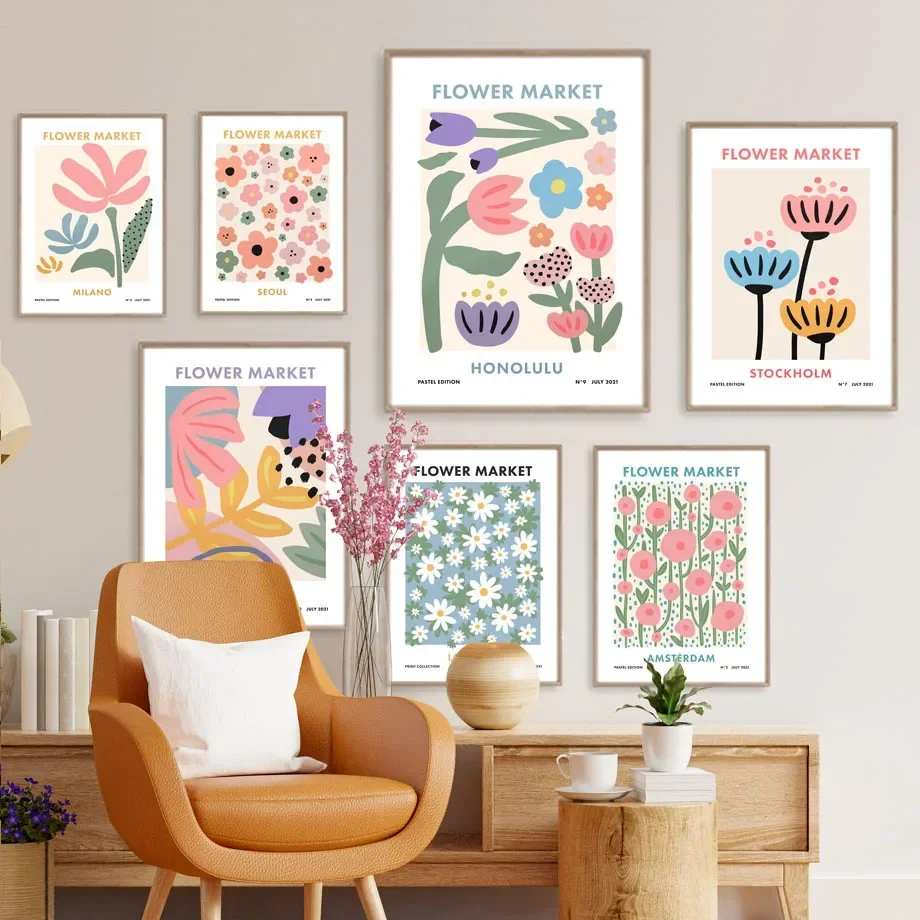 الكلاسيكية مجردة جدار الفن زهرة السوق بوهيميا HD قماش طباعة المشارك غرفة المعيشة المنزلي غرفة نوم اللوحة الزخرفية #1