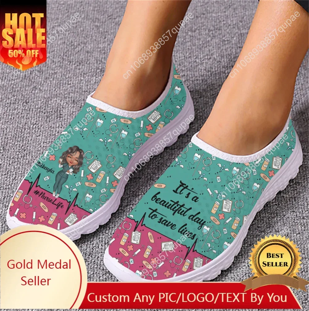 

Nursing Medical Nurse Design Mesh High Quality Sneakers Women Men Teenager Casual Fashion Custom Made Tennis Flat Couple Shoes