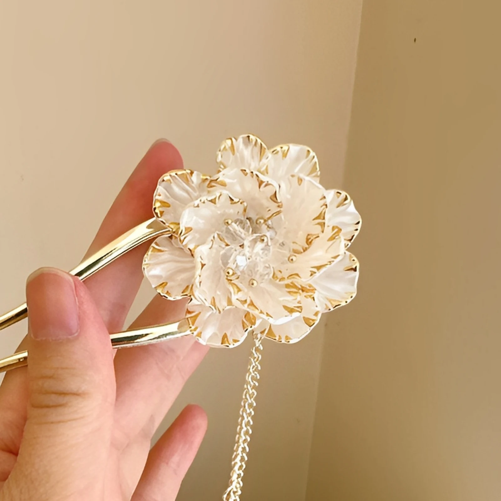 Elegant Hair Stick Peony Flower Tassel for Cheongsam Hanfu Traditional Chinese Retro Hairpin Accessory Gift Jewelry view 4