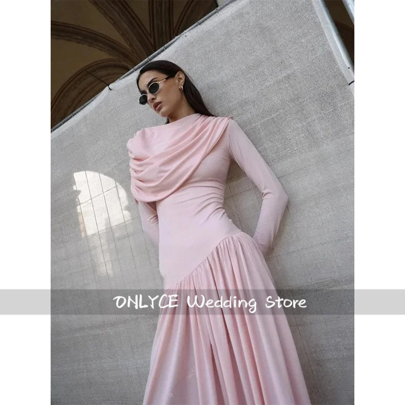 Robe De bal rose à manches longues pour femmes, modeste, élégante, longueur au sol, robe De soirée De dubaï, personnalisée, 2026