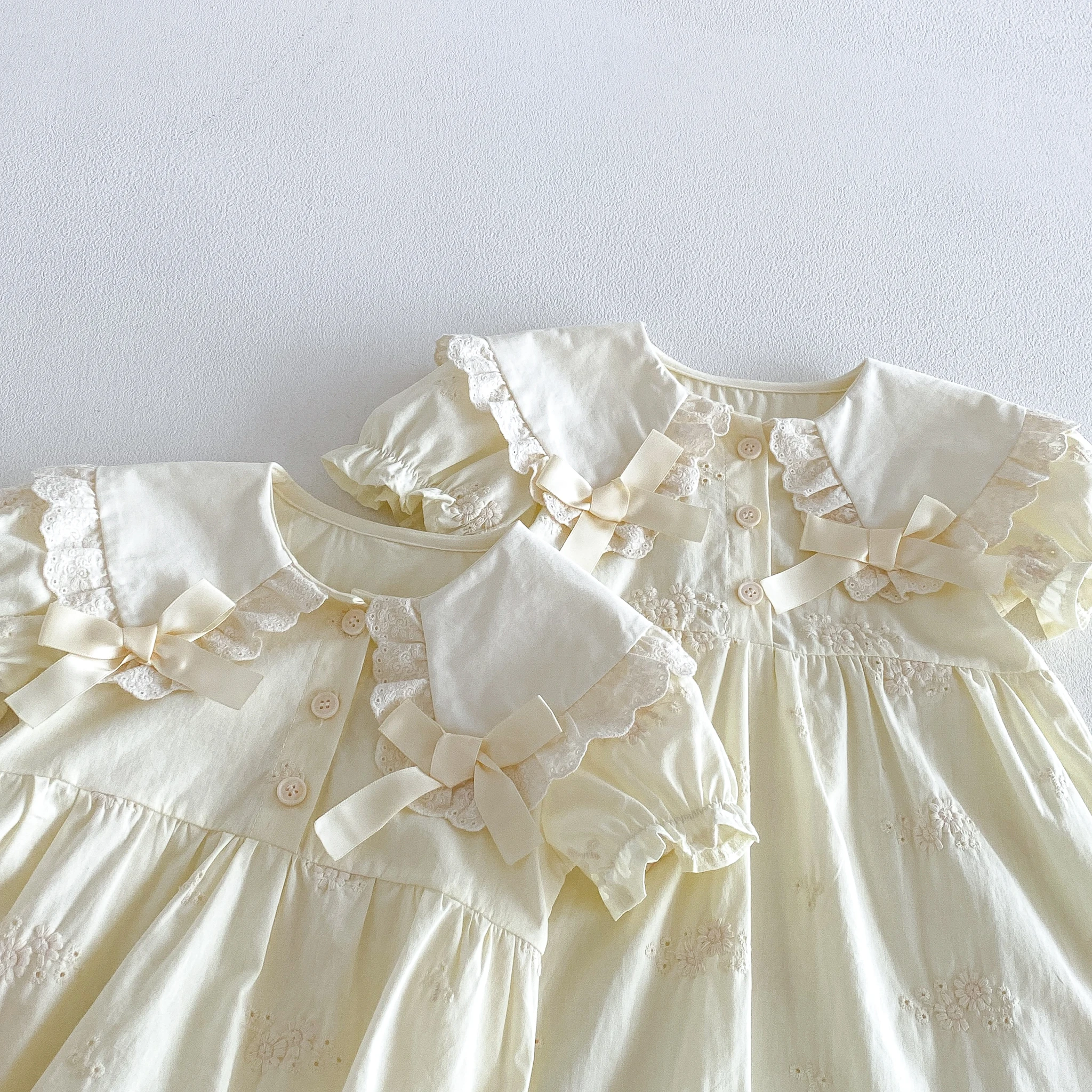 Sommerliches, stilvolles, mädchenhaftes, schleifenförmiges Babykleid für Mädchen, süßes Prinzessinnenkleid im koreanischen Stil für Kinder – Detail 5