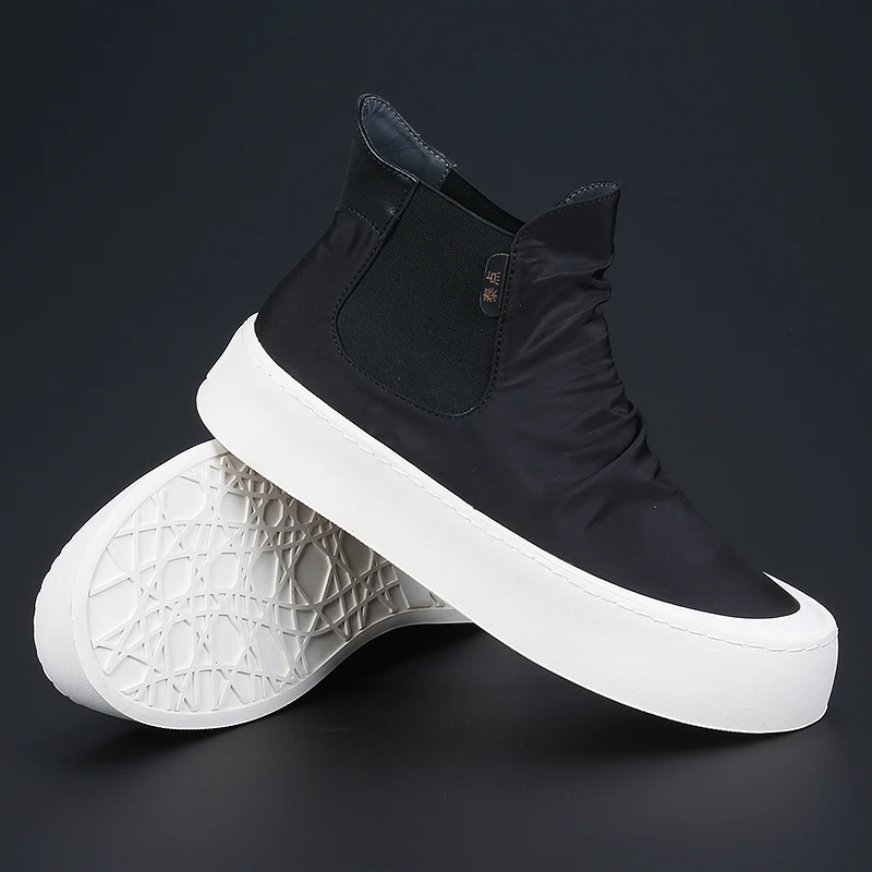 Korean Version Fashion Breathable Canvas Shoes High Top Board Shoes Fashion Casual Shoes Comfortable Black Men\'s Fashion Shoes