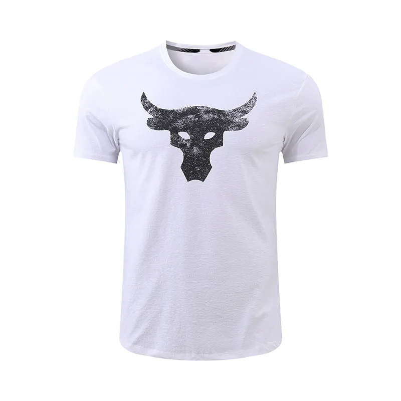 Summer Men's T-Shirt Sports Fitness T-shirt Bullhead Pattern Printed Cotton Short Sleeve Casual Breathable Crew Neck Women Tee