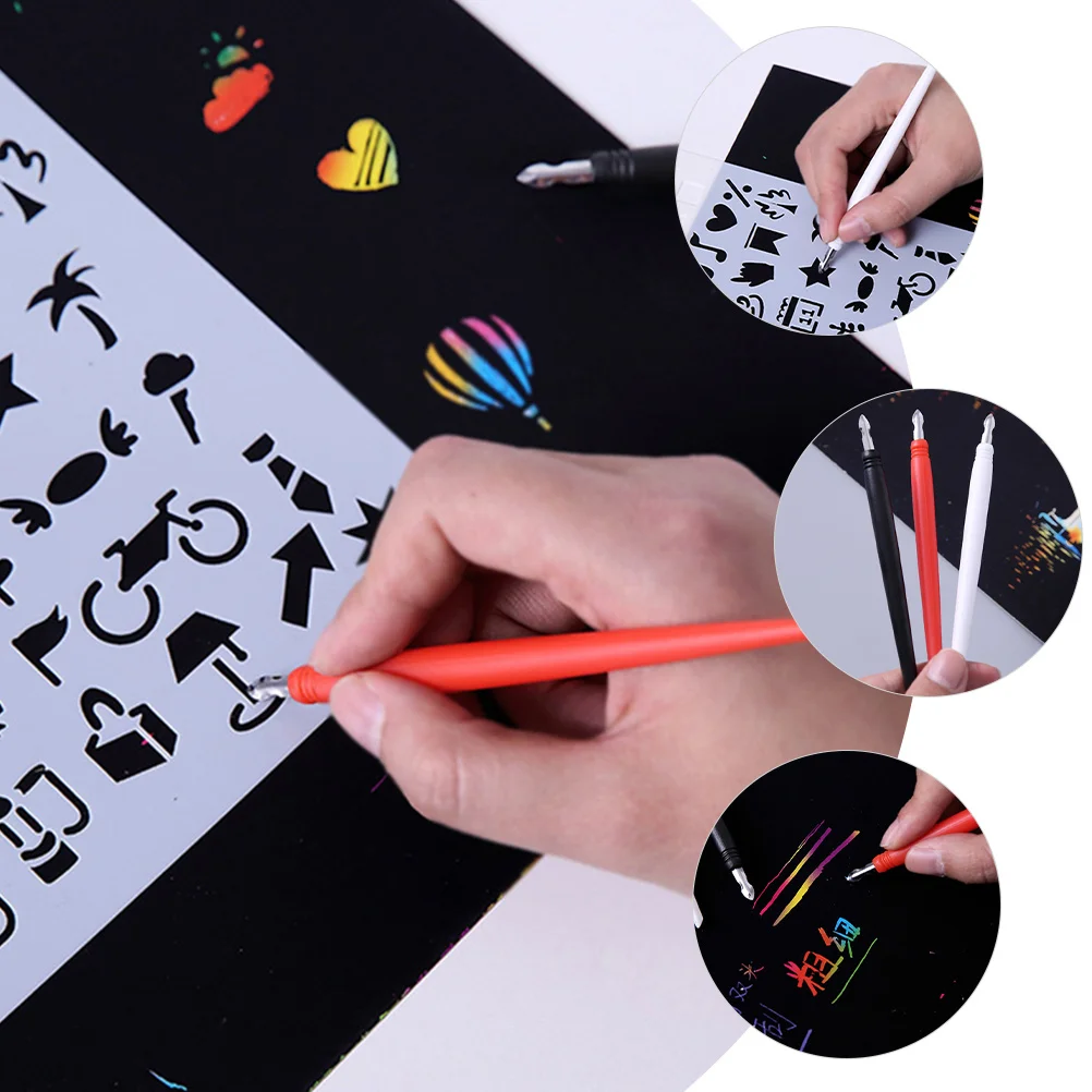 

18Pcs Scratch Paper Pen Smooth Edges No Burrs Great for DIY Art Projects Scratch Painting Pens Drawing Scraping Pens