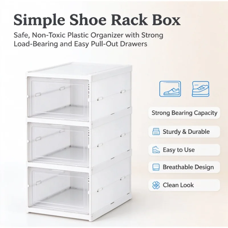 Stocking Stuffers Christmas Gift 3/6 Layers Foldable Shoes Storage Box Transparent Stackable Dustproof Sneaker Shoe Organizer