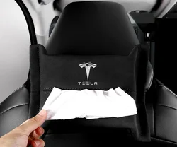 Car Tissue Box Tissue Storage Bag for Tesla Model 3/X/S /Y  Napkin Paper Storage Box Car Auto Accessories  Suede Car Tissue Box