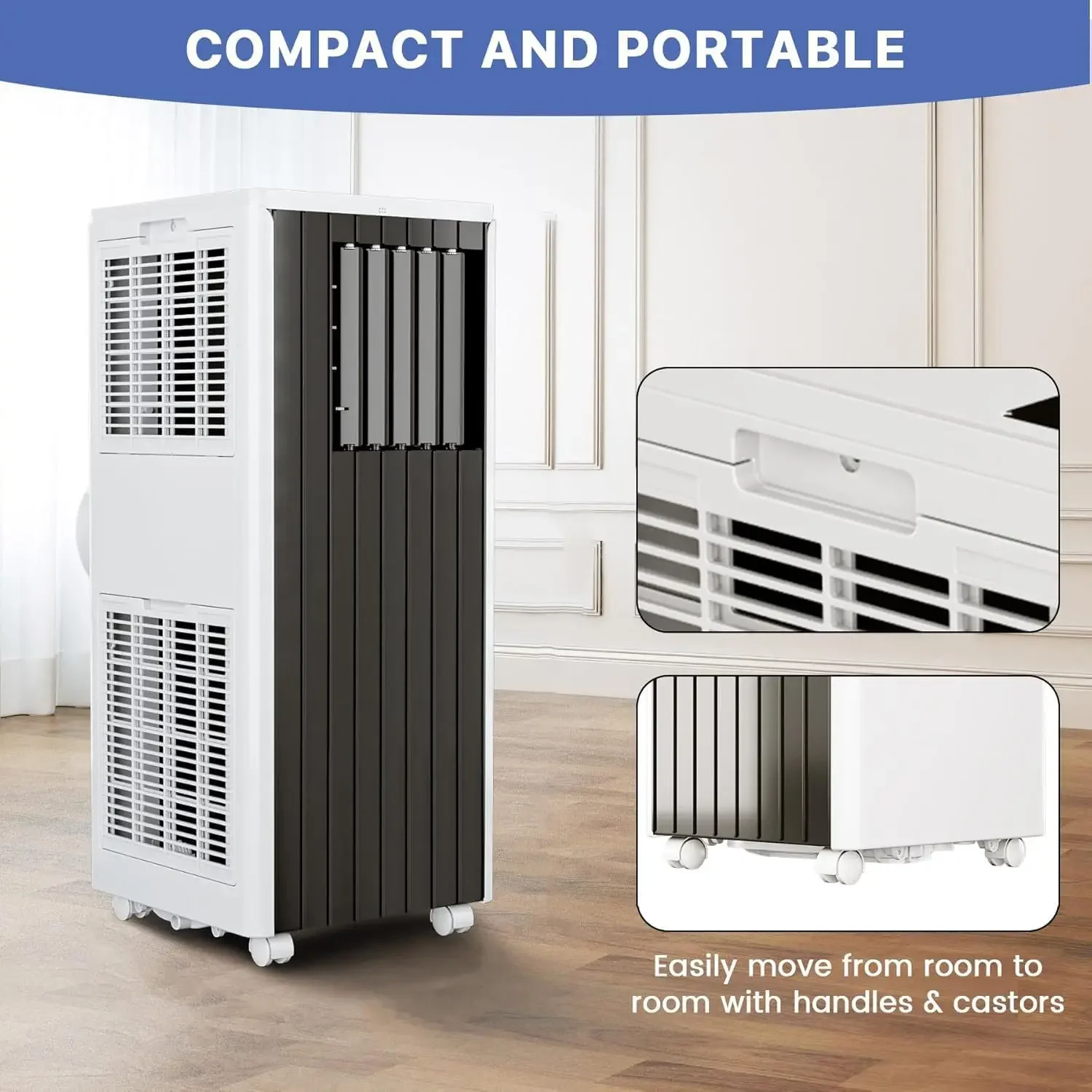 Conditioner 8,000BTU, Portable AC Unit for Room up to 350 Sq.Ft, 3-in-1 AC Unit with Dehumidifier, Cooling & Fan Mode, Installat