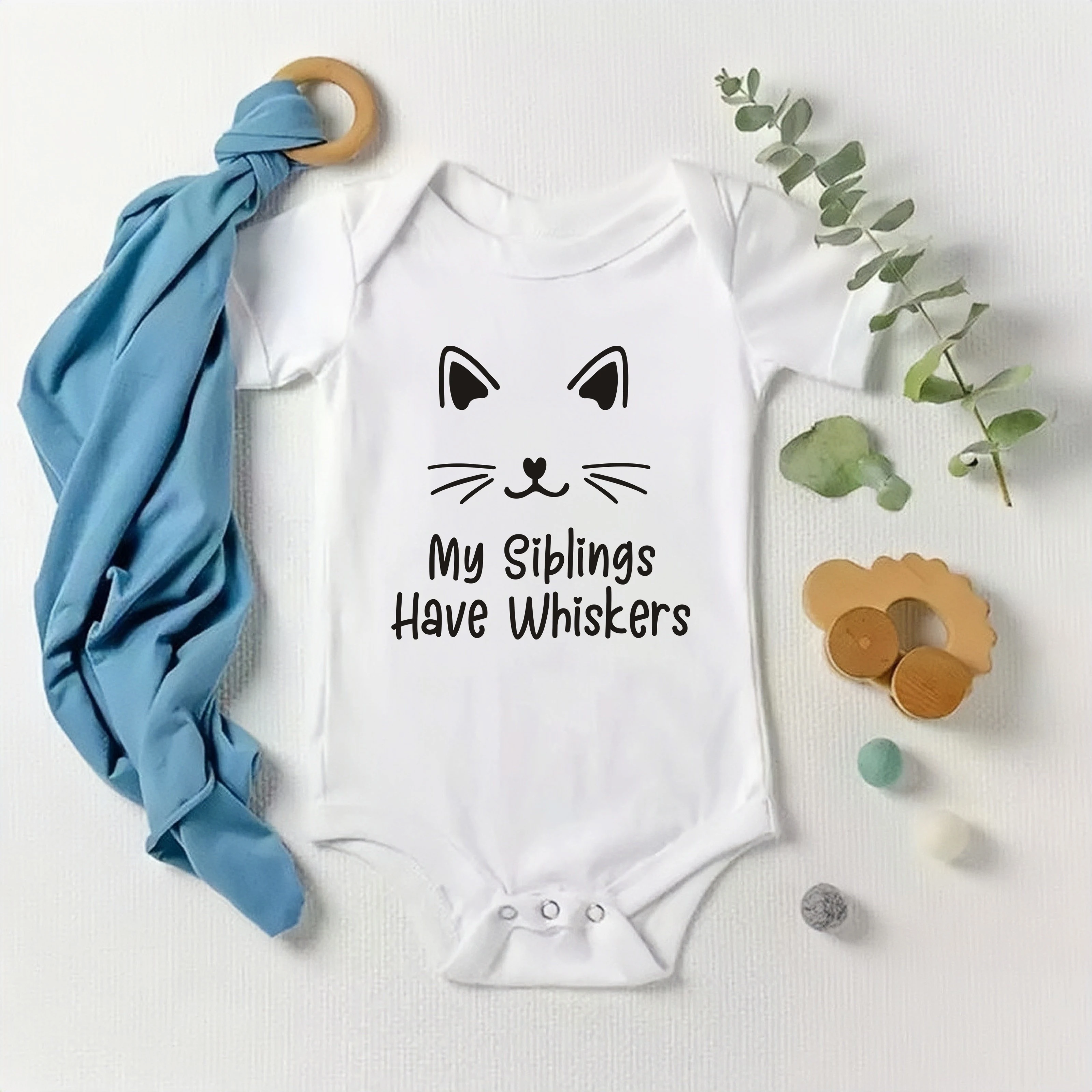 Cat Baby Romper Baby Shower Gift My Siblings Have Whiskers Print Bodysuit Newborn Funny Clothes Pregnancy Announcement Jumpsuit