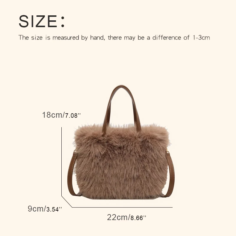 Korean Casual Faux Fur Bags For Womens Luxury Designer Handbags Purses 2024 New In Imitation Rex Rabbit Fur Comfortable Shoulder