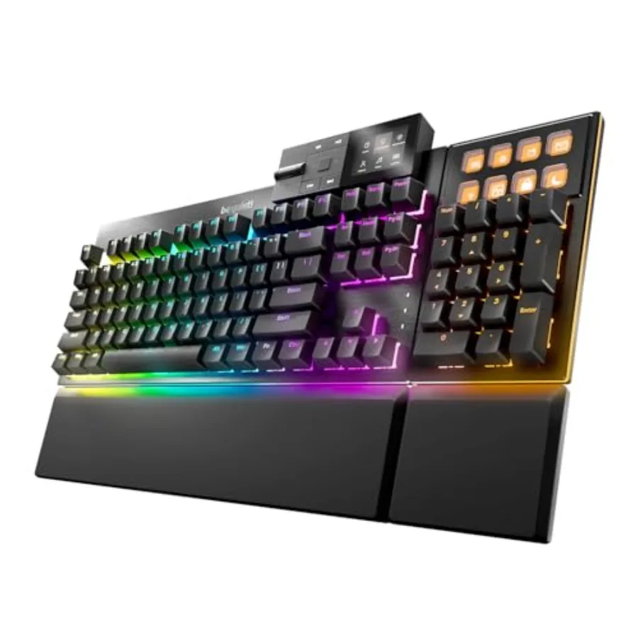 

Dark Mount Mechanical Keyboard with Linear Hot-Swappable Lubricated Silent Switches Detachable Numpad and Media Dock Programmab