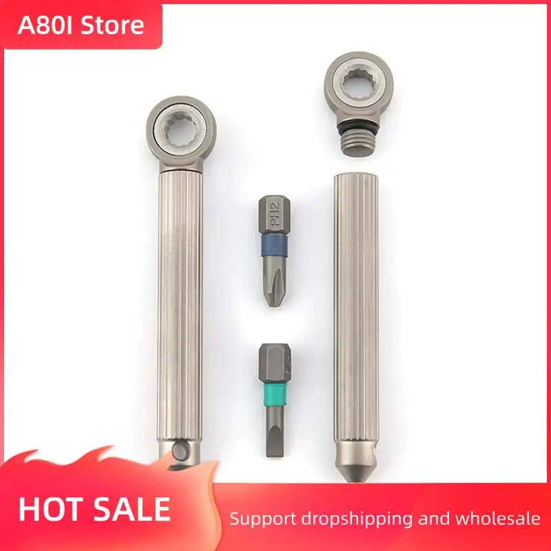 

A80I Multifunctional Tools Wrench Flat Screwdriver Keychain Window Portable Titanium Alloy 1Set