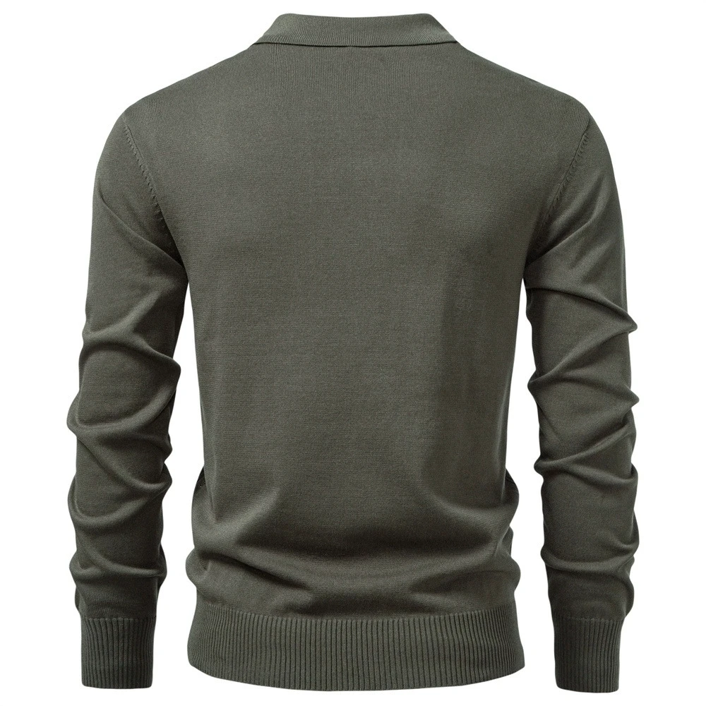 Autumn and winter new men's sweater long sleeved knitted sweater half zipper business casual thin sweater men