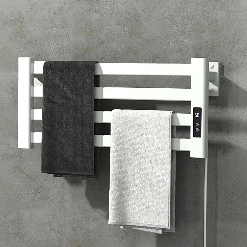 Bathroom Touch Screen Control Electric Towel Rack.Black/White Smart Thermostatic Electric Towel Rail.Wall Mounted Towel Dryer.