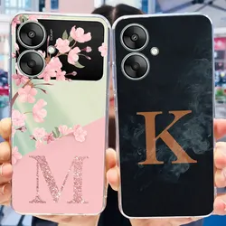 For Xiaomi Redmi 13C 13R 5G Case Transparent Soft TPU Ultra Slim Bumper Capa For Xiomi Redmi13C 5G 13 R Initials Letter Coques