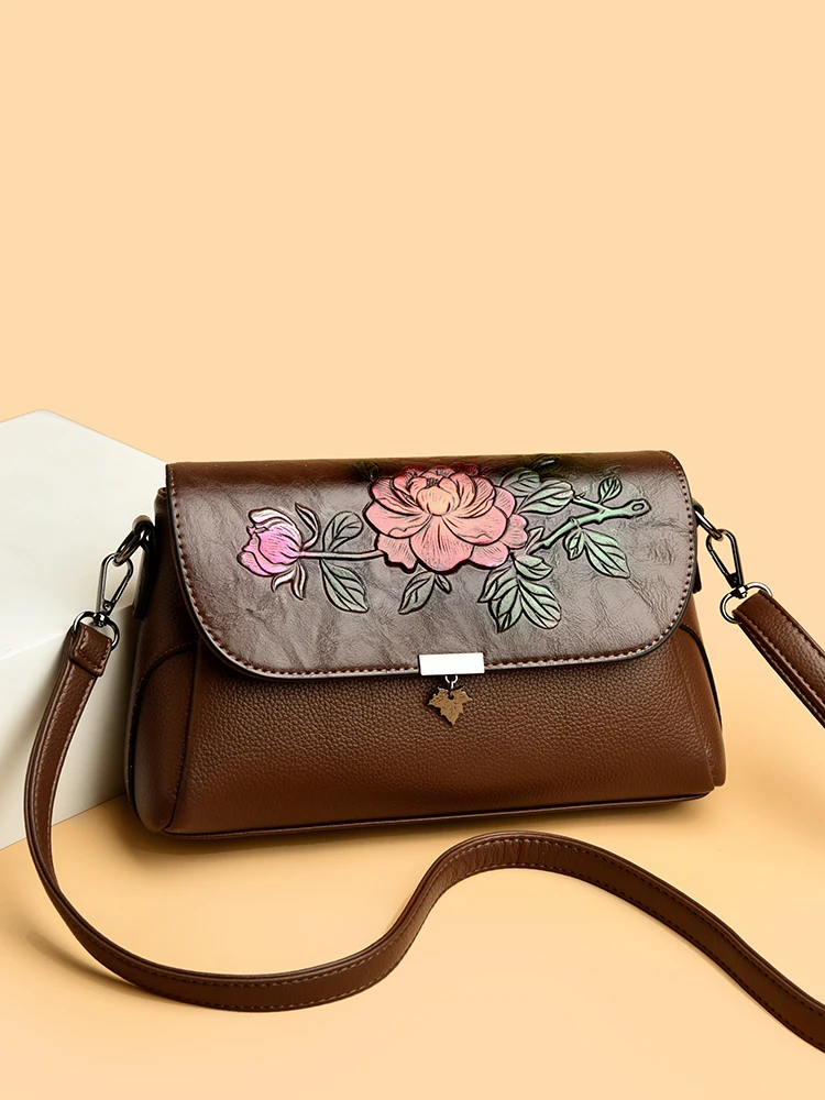 

Модная мягкая кожаная сумка через плечо для женщин среднего возраста, сумка на одно плечо, этническая сумка Sle, маленькая квадратная сумка