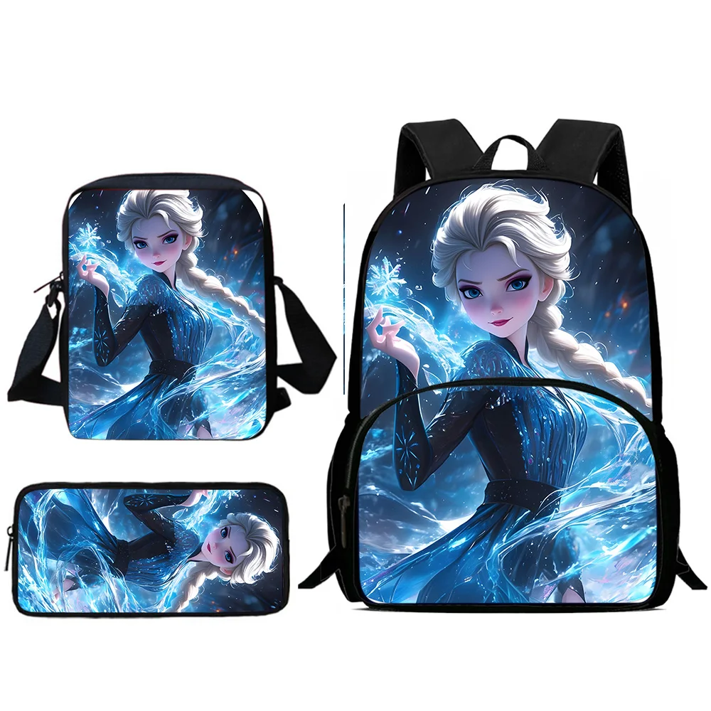 3Pcs Set Frozen Princess Elsa Child Backpacks Shoulder Bag Pencil Case Pupil Large Capacity School Bags for Boys Girls Best Gift