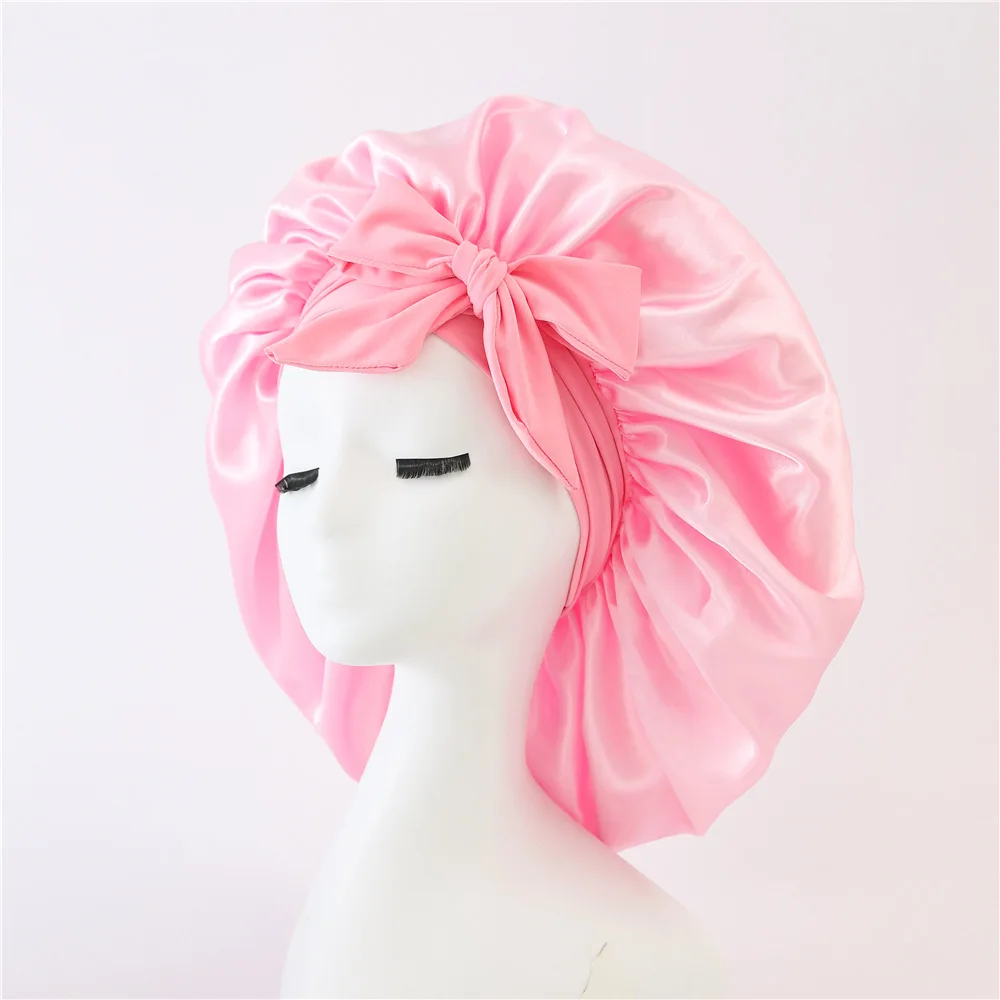 Bonnet de Nuit en Satin Solide pour Femme et Homme, Unisexe, Soins Capillaires, Turban de Douche