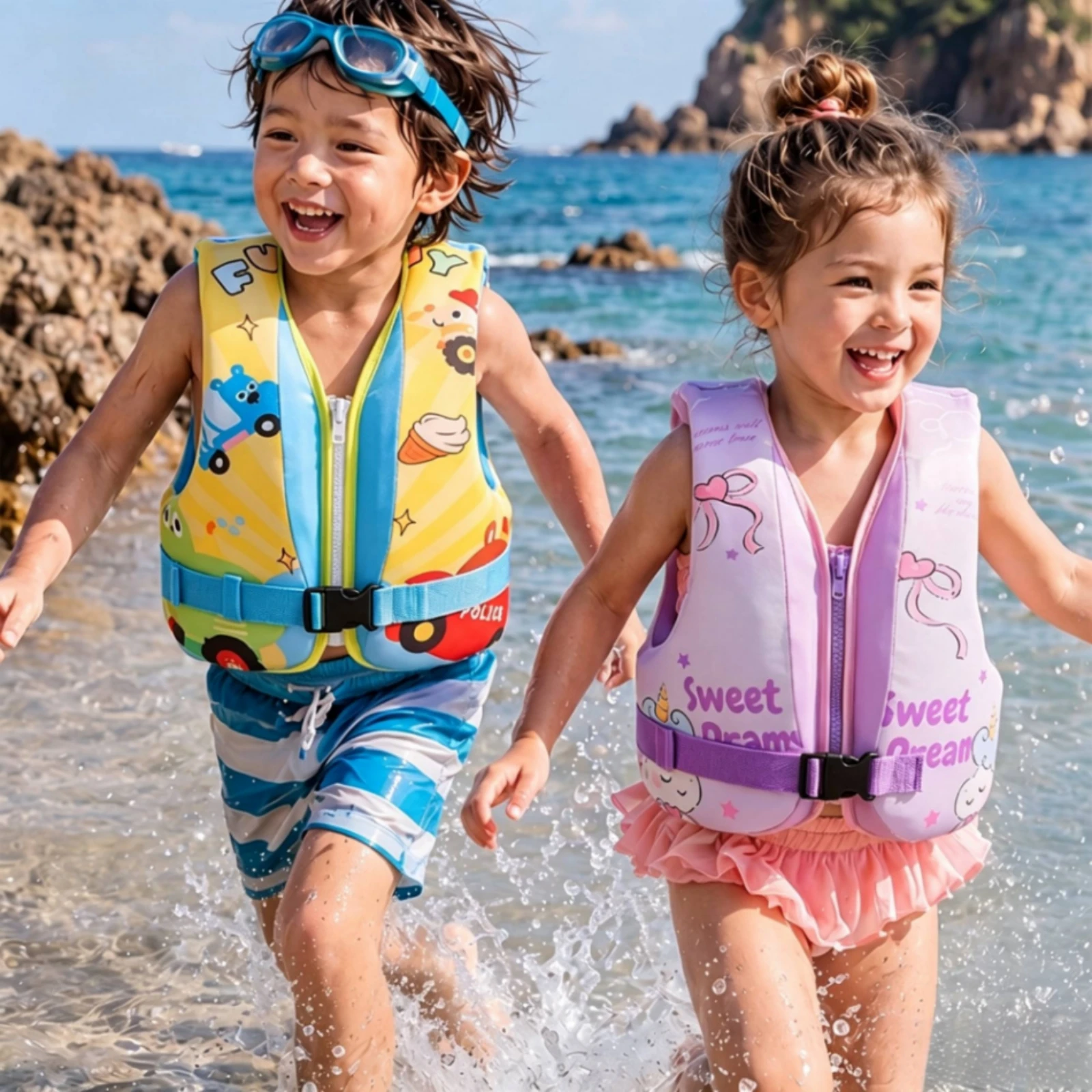 Kids Swim Vest Safe Kids Flotation Vest Swim Coach U-Shaped Swimming Device Sleeveless for Toddlers, Pool, Beach