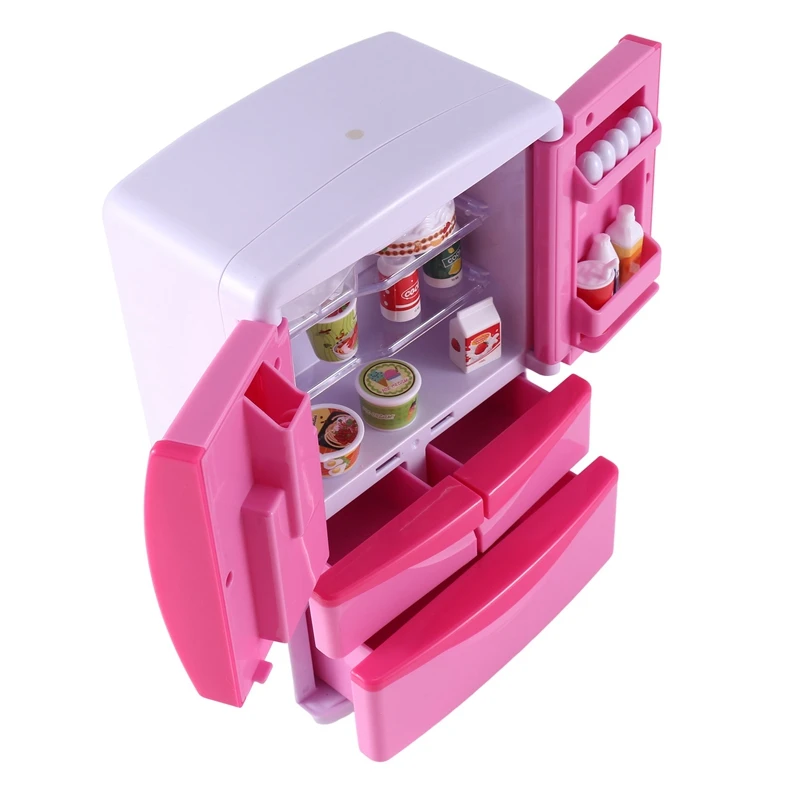 Yh218-1 Juguete de simulación para refrigerador, pequeños electrodomésticos para niños, juguetes para niños y niñas, juego de música con luces