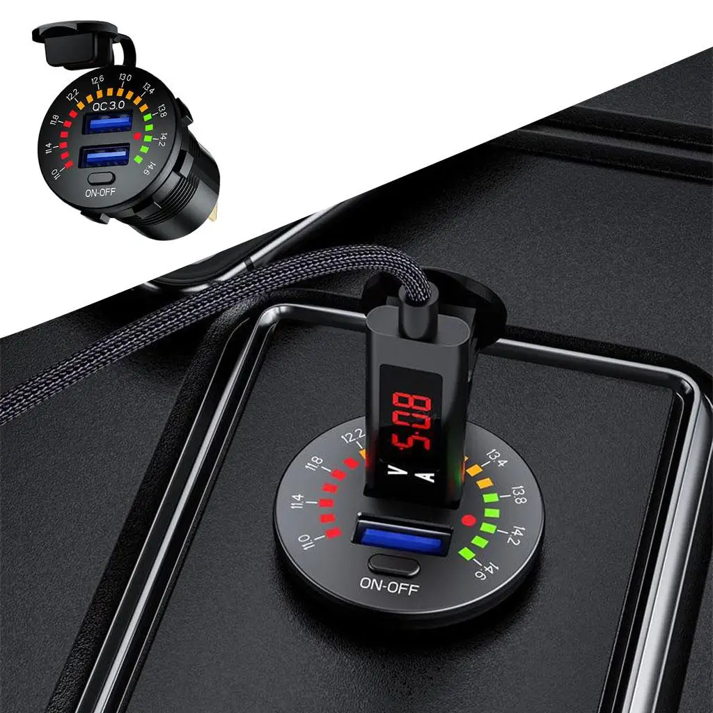 

Dual USB Waterproof Power Outlet Fast Charging Voltmeter 12V