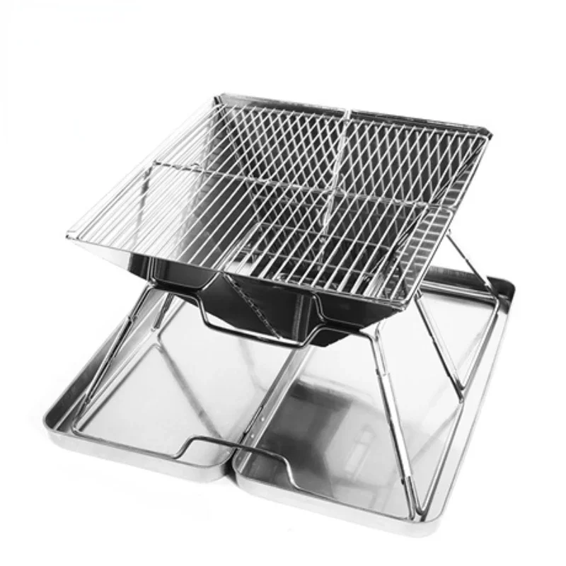 Stainless Steel Folding Portable Barbecue Grill Outdoor Household Indoor Charcoal Barbecue Grill