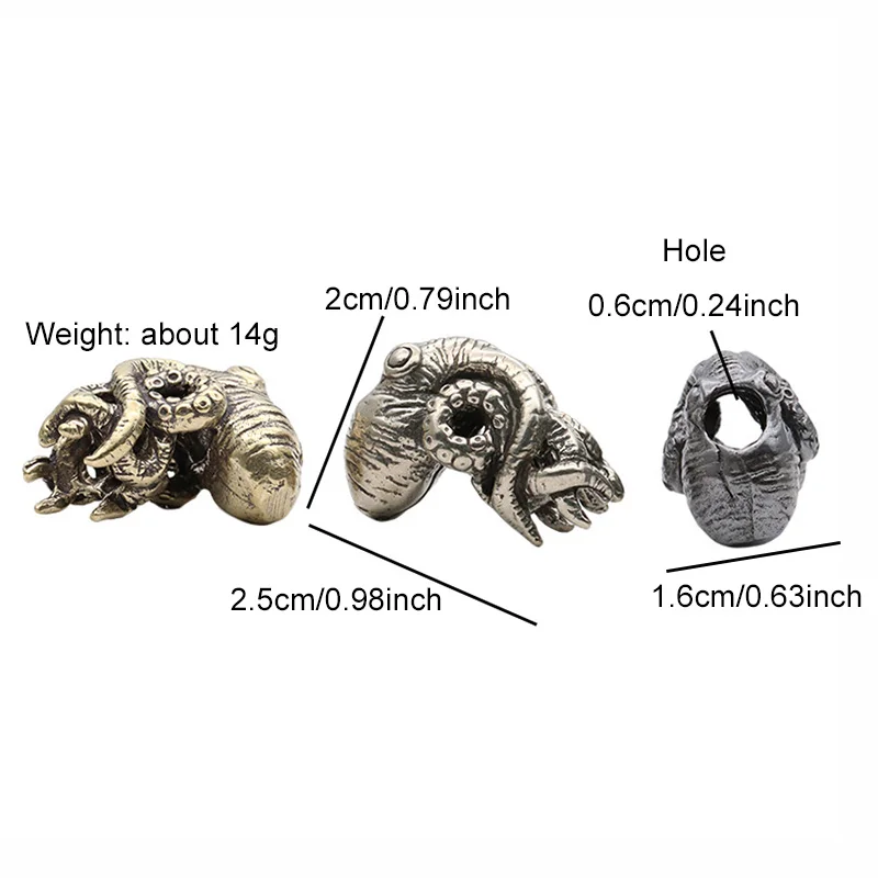 Marine Animals Deep Sea Octopus Brass Knife Bead Umbrella Rope Pendant DIY Paracord Bracelets Accessories Keychain Hangings Gift