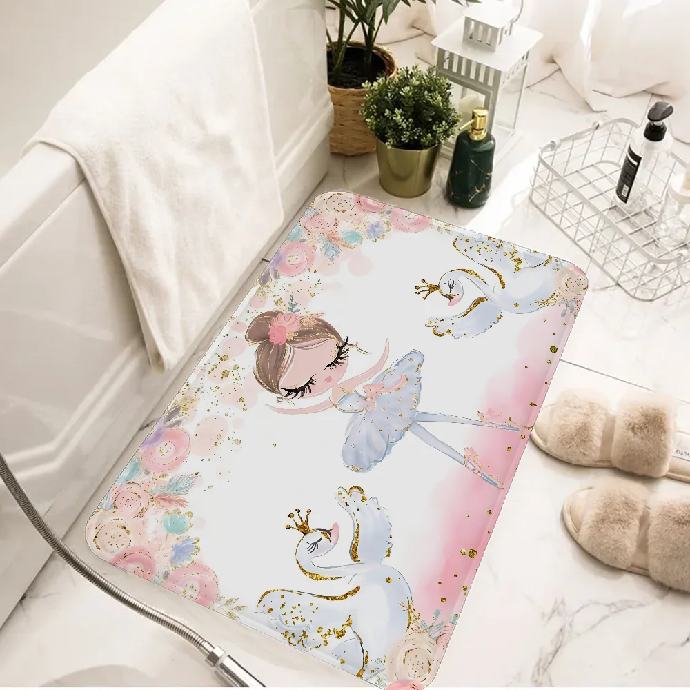 Cute Ballet Girl Ballerina Fairy Floor Mat Floor Carpet Kids Room Decoration  Anti-Slip Doormat Living Room Hotel Decor MatHome