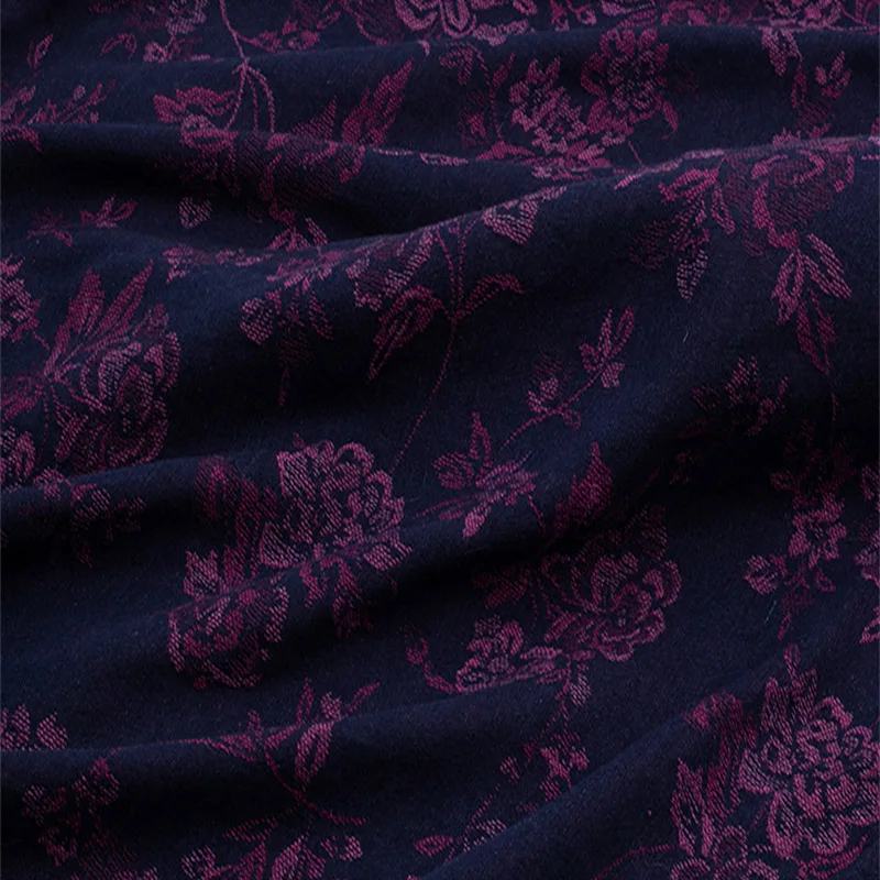 Good Vintage Purple Flower Customized High Density Embroidered Jacquard Denim Fabric Meter Sewing Material DIY Dress/Clothing/