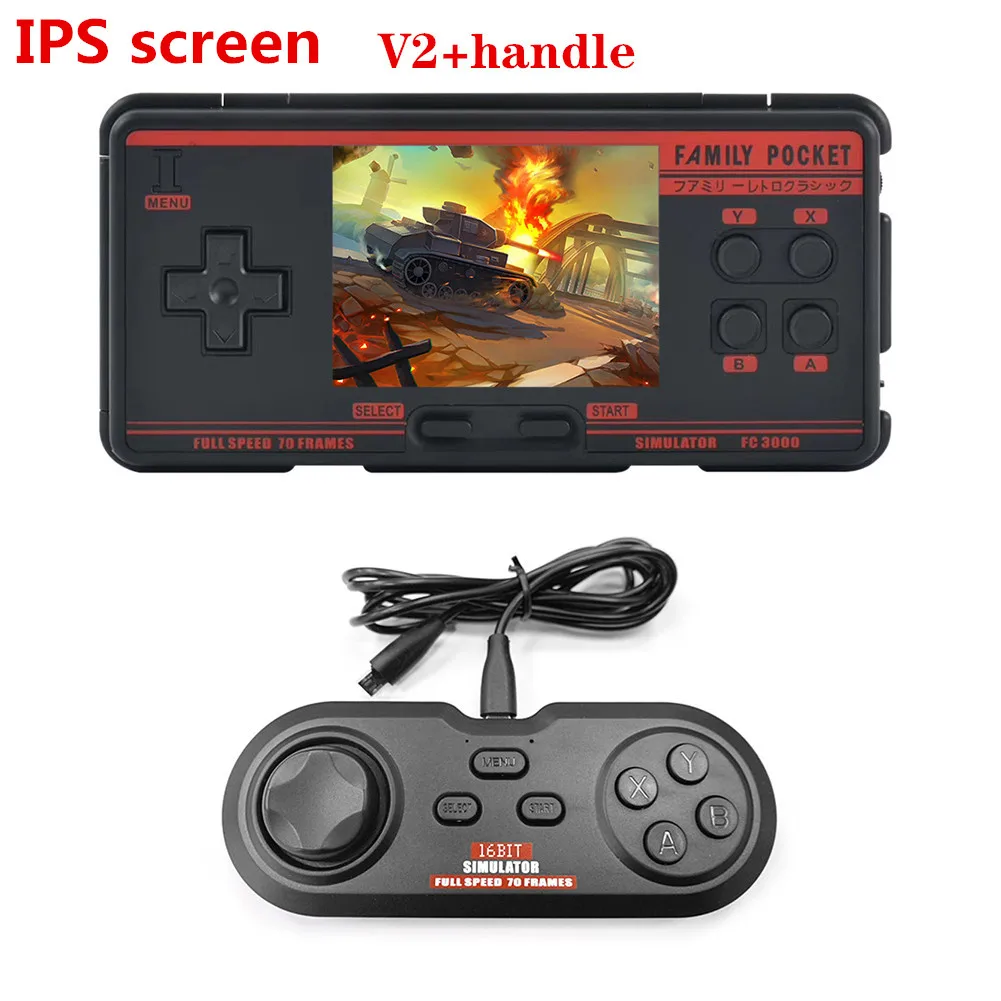 

FC3000 V2 3.0Inch IPS Screen Retro Handheld Game Player 5000Games Built-in Support Controller 10 Simulators Video Game Consoles