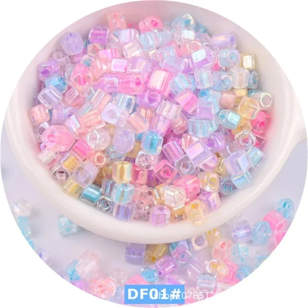 Wysokiej jakości kwadratowy szklany koralik 4x4mm 88Pcs AB Colorful Uniform Czech Spacer Glass Beads For Jewelry Making Wedding Craft 10g