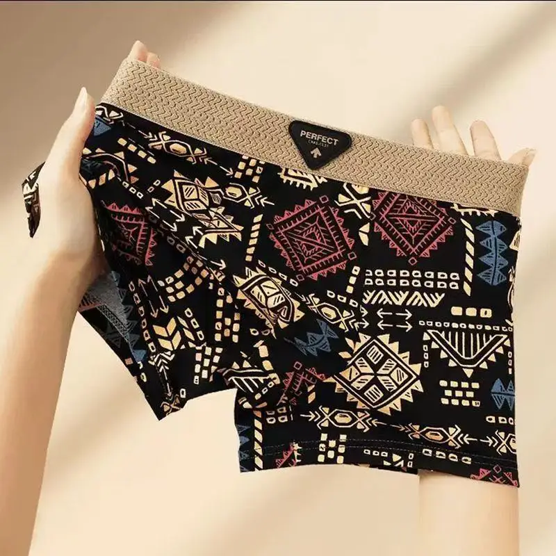 5pcs/set Men's Printed Boxer Briefs Random Prints Summer Bestseller Four-cornered Pants Comfortable Breathable Underwear