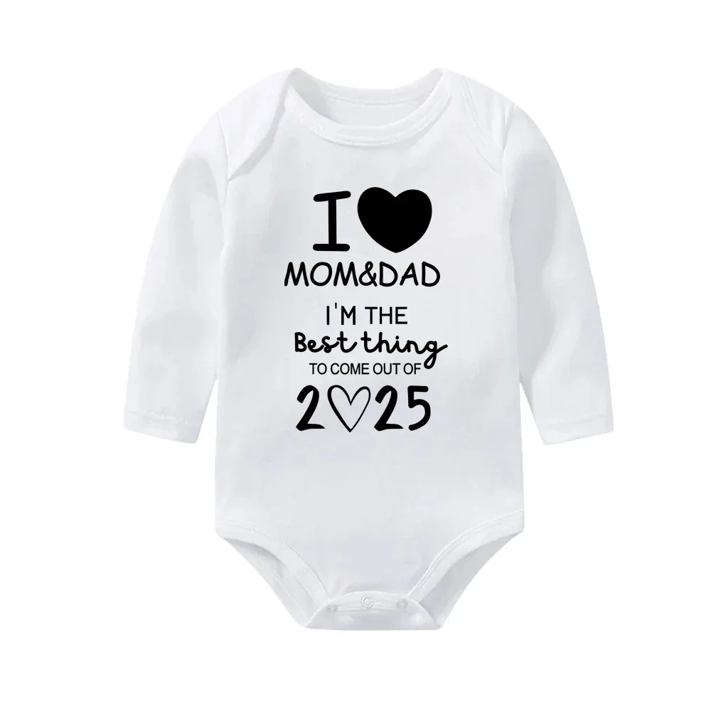 I LOVE MOM & DAD I\'m The Best Thing To Come Out of 2025 Baby Romper Newborn Summer Jumpsuit Outfit Infant Long Sleeve Bodysuit