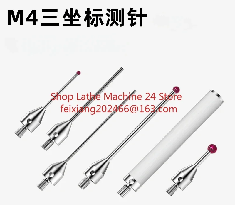 Sonda de coordenadas tridimensional, sonda tridimensional de aço de tungstênio, sonda de rubi, máquina-ferramenta cnc, rosca m4, 1 peça