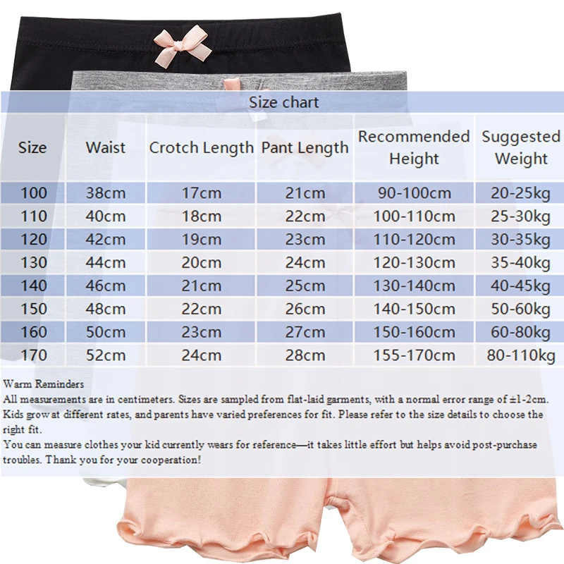3PCS Kids Comfortable Underwear Girls Modal Shorts Bow Safety Pants Children Soft Boxer Breathable Stringy Selvedge Underpants