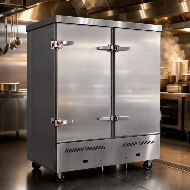 Large Custom 24 Trays Rice Steamer Cart Commercial Food Steaming Machine Multi Safety System