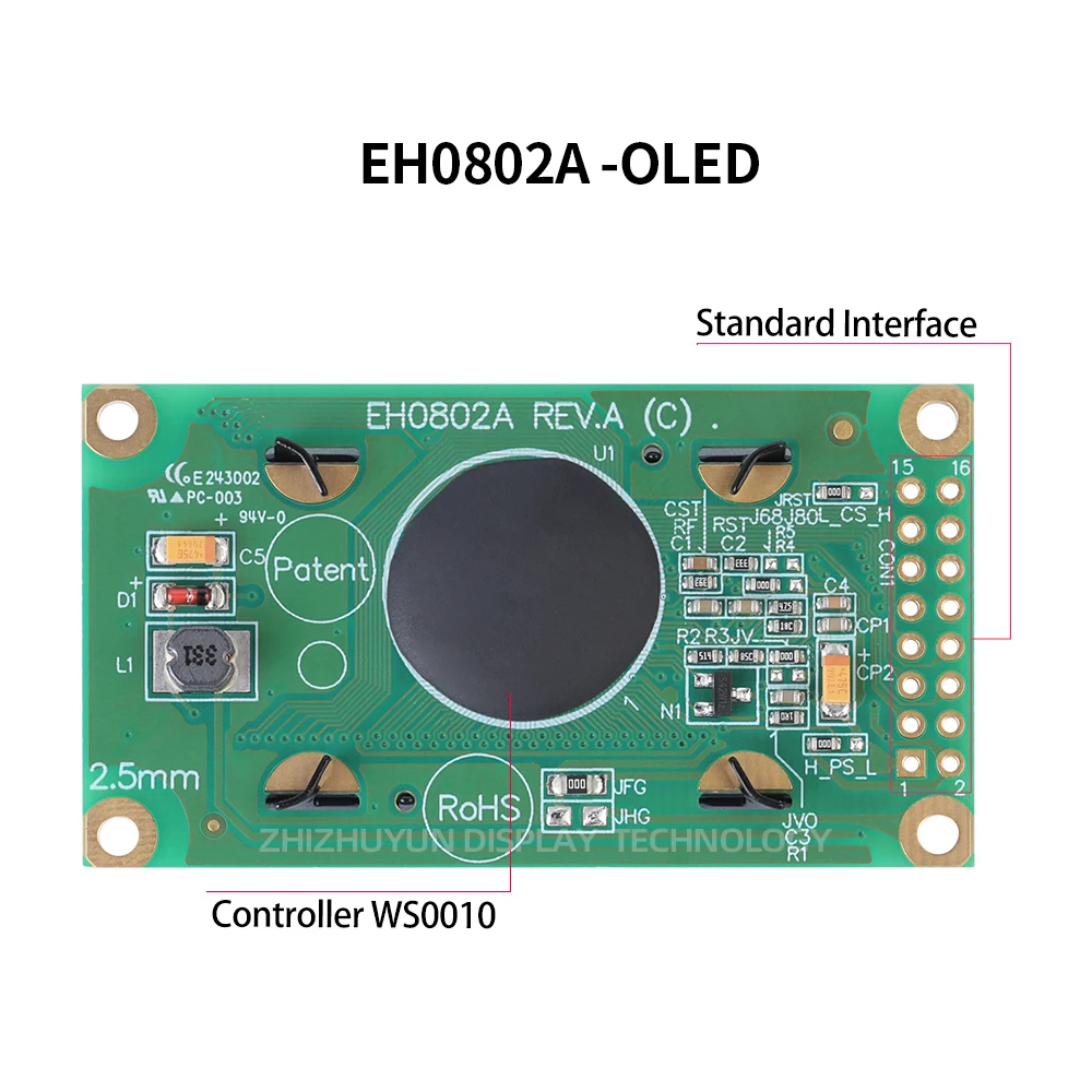 Imagem -02 - Tela Oled Preta Compatibilidade de Interface Paralela Esquerda 0802 Temperatura de Trabalho40 Mais 80 802 Eh0802a Amarelo na