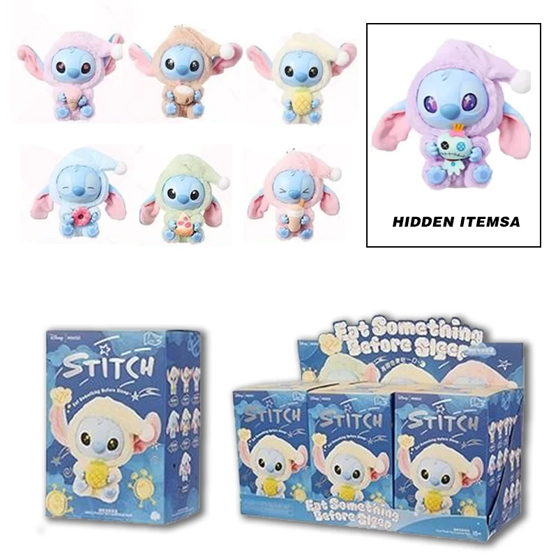 

Miniso Stitch Eat Something Before Sleep Series Blind Box Plush Vinyl Toys Cute Doll Replica Mystery Box Bag Pendant Decor Gift