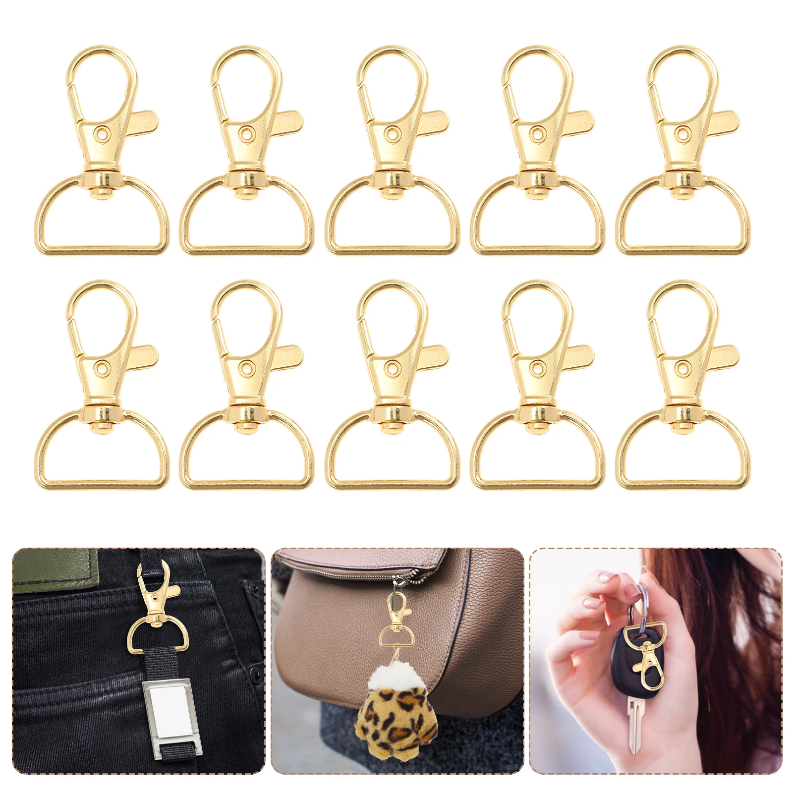 

35 Pcs Swivel Clasp D Ring Key Chain Lobster Claw Buckle Metal Hooks for Jewelry Making Lanyard Suitable Backpack