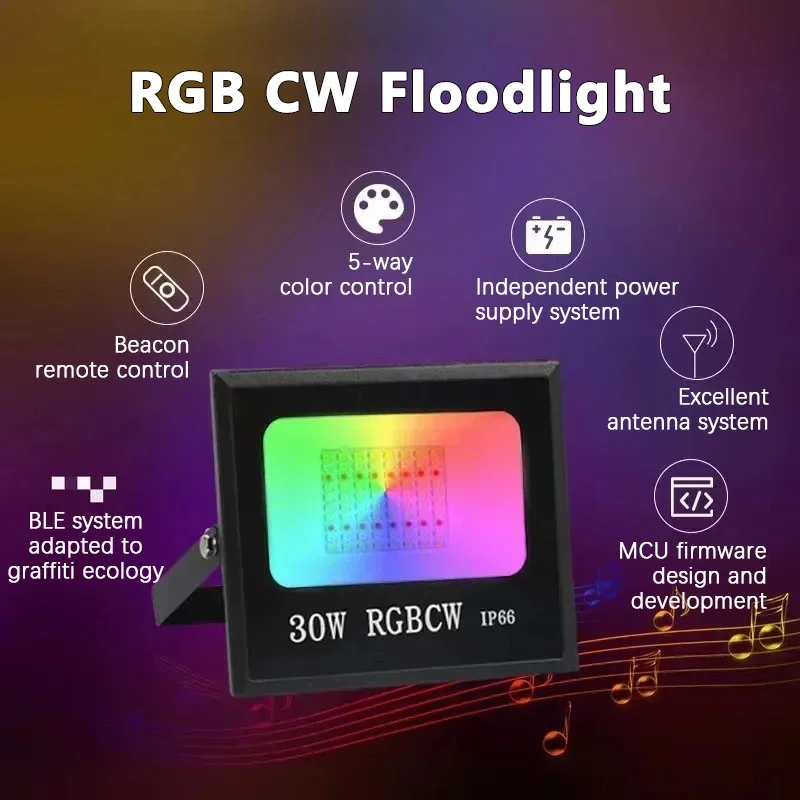 30-100W Tuya Intelligent APP Flood Light LED Outdoor Waterproof IP66 85-265V RGB Bluetooth WIFI Park Courtyard Wall Washing Lamp