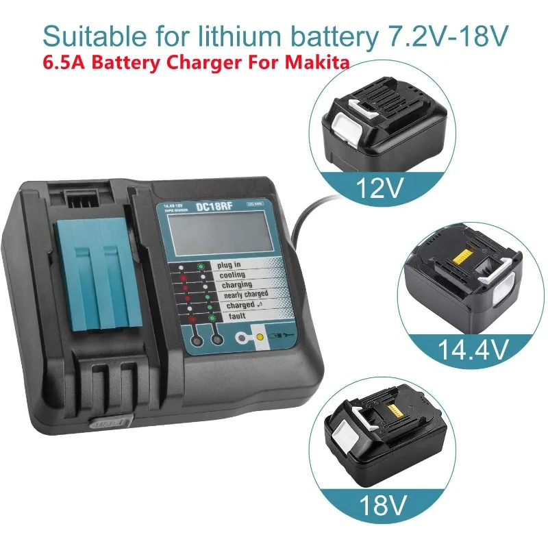 

Hot 6.5A/3A Battery Charger For Makita 14.4V 18V BL1830 Bl1430 DC18RC DC18RF EU Plug cooling and high quality free shipping