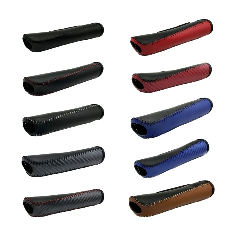 Encircling Handbrake Lever Sleeve with PU Leather Construction, Installation Without Adhesive, and Hand Sewn Closure X37F