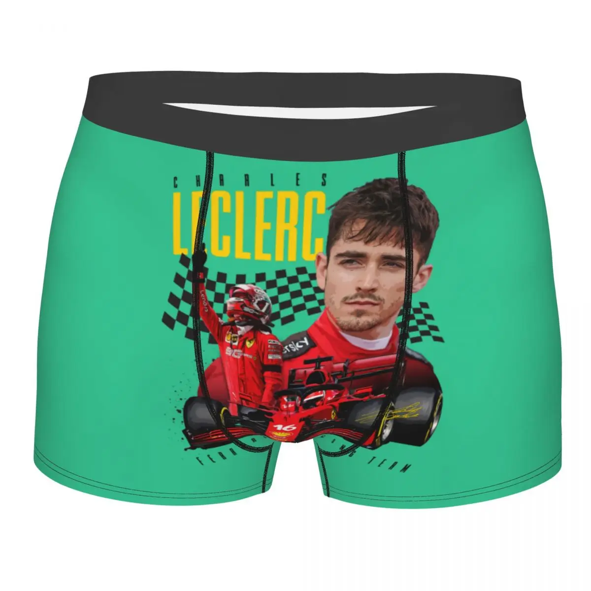 Custom Male Funny Charles Leclerc 16 Sport Racing Car Underwear Boxer Briefs Soft Shorts Panties Underpants