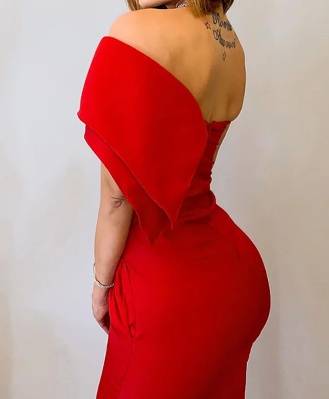 Women's Jumpsuit Asymmetrical One Shoulder Pocket Design Jumpsuit Casual Slim Fit Cuffed Romper Street Fashion Casual Jumpsuit