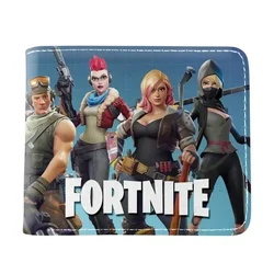 Fortnite PU Wallet Short Bifold Coin Bag Leather Photo Card Holder Student Wallets Boys Girls Cartoon Print Purses