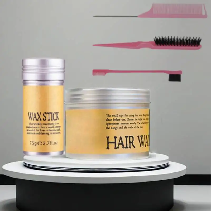 

Hair Wax Stick For Kids Women High Shine Smooth Hair Wig Solid Pomade Cream Natural Long-Lasting Anti-Frizz Wax Stick with 3comb